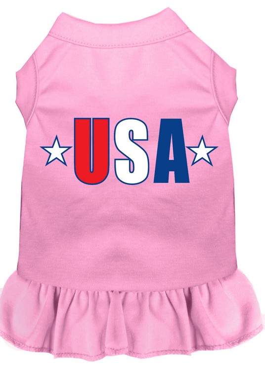 USA Star Screen Print Dress Light Pink XS